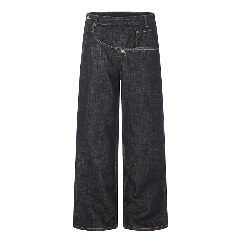 Asymmetric Fly Baggy Denim