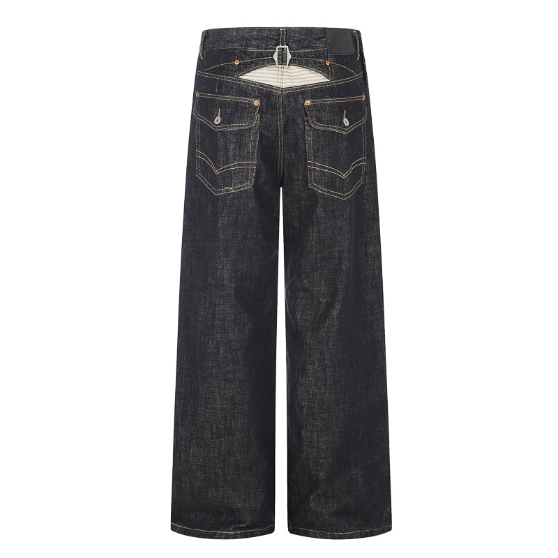 Asymmetric Fly Baggy Denim