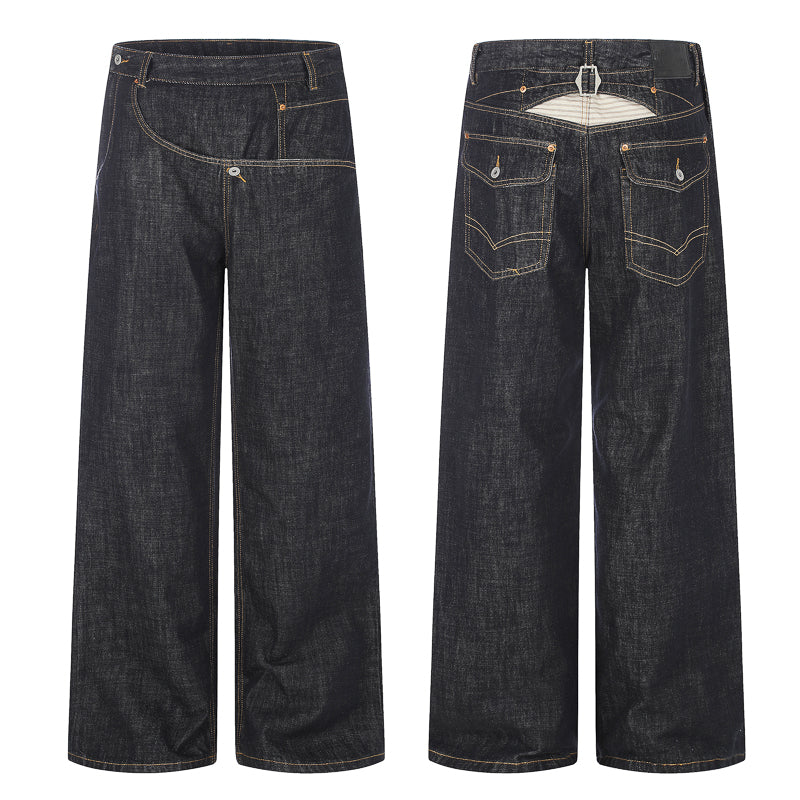 Asymmetric Fly Baggy Denim