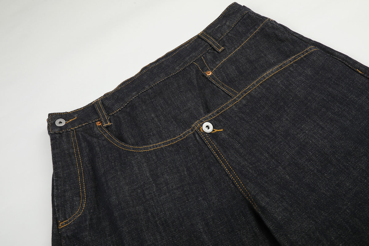 Asymmetric Fly Baggy Denim